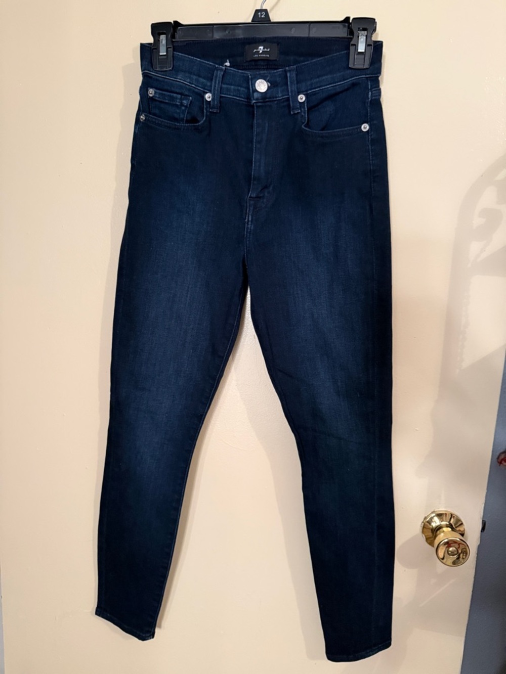 7 For All Mankind High Rise Skinny Jeans - Dark Indigo